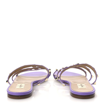 Valentino Garavani Nappa Rockstud Caged Flat Slide Sandals 40 Glicine 6 of 11