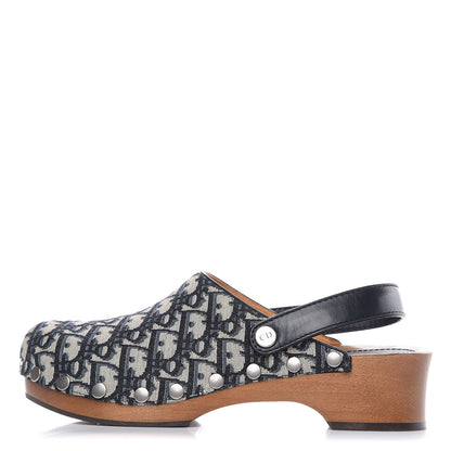 Christian Dior Canvas Oblique Diorquake 20mm Slingback Clogs 40 Deep Blue 1 of 9