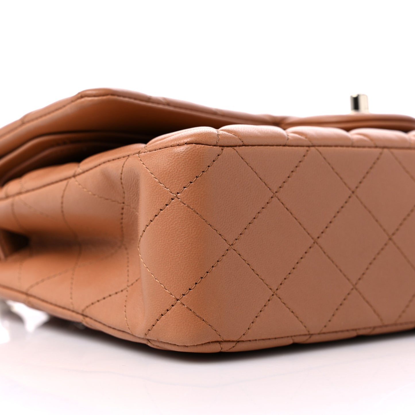 Lambskin Quilted Medium Double Flap Brown