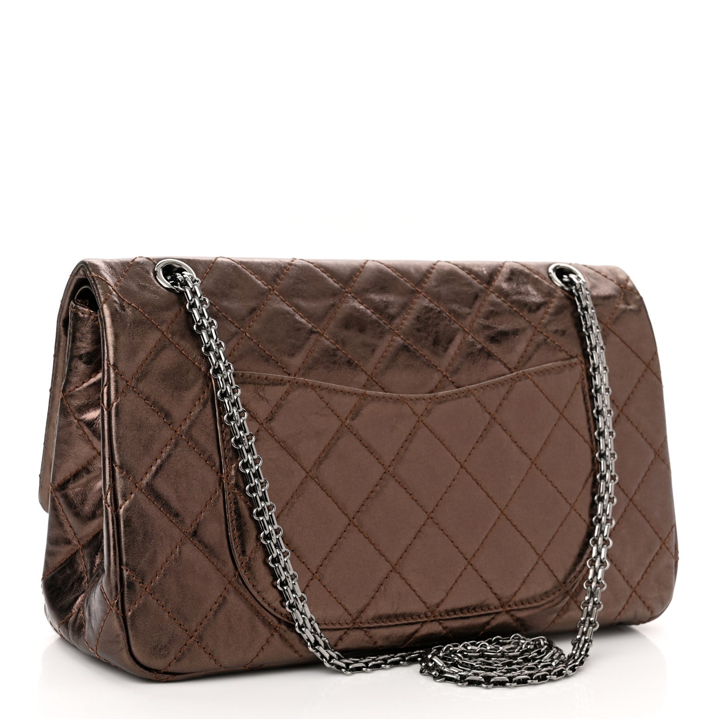 Metallic Aged Calfskin Quilted 2.55 Reissue 227 Flap Bronze
