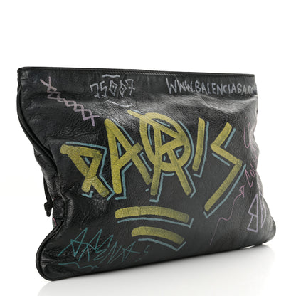 Balenciaga Agneau Arena Graffiti All Over Zip Pouch Black Multicolor 3 of 12