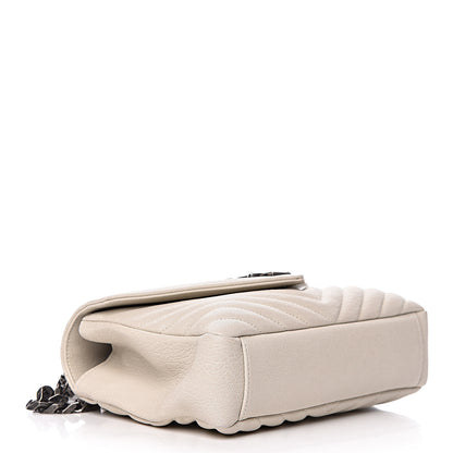 Saint Laurent Sheepskin Matelasse Chevron Monogram Medium College Bag Dove White 4 of 11