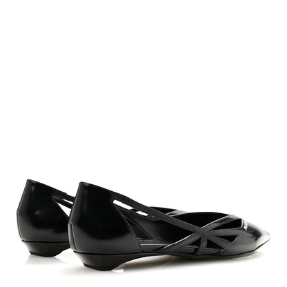 Prada Spazzolato Cut Out Ballerina Flats 37.5 Black 5 of 8