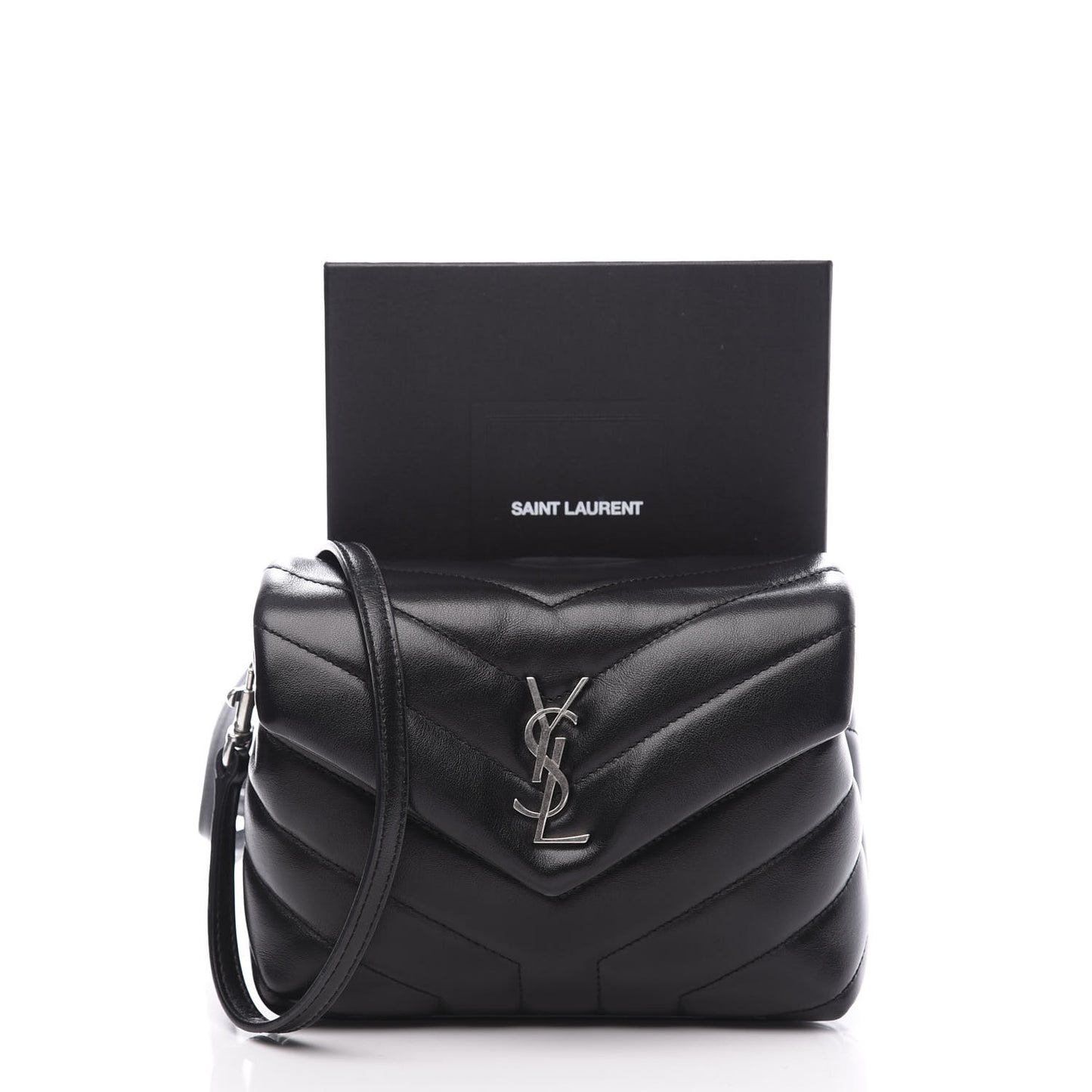 Calfskin Y Quilted Monogram Toy Loulou Crossbody Bag Black