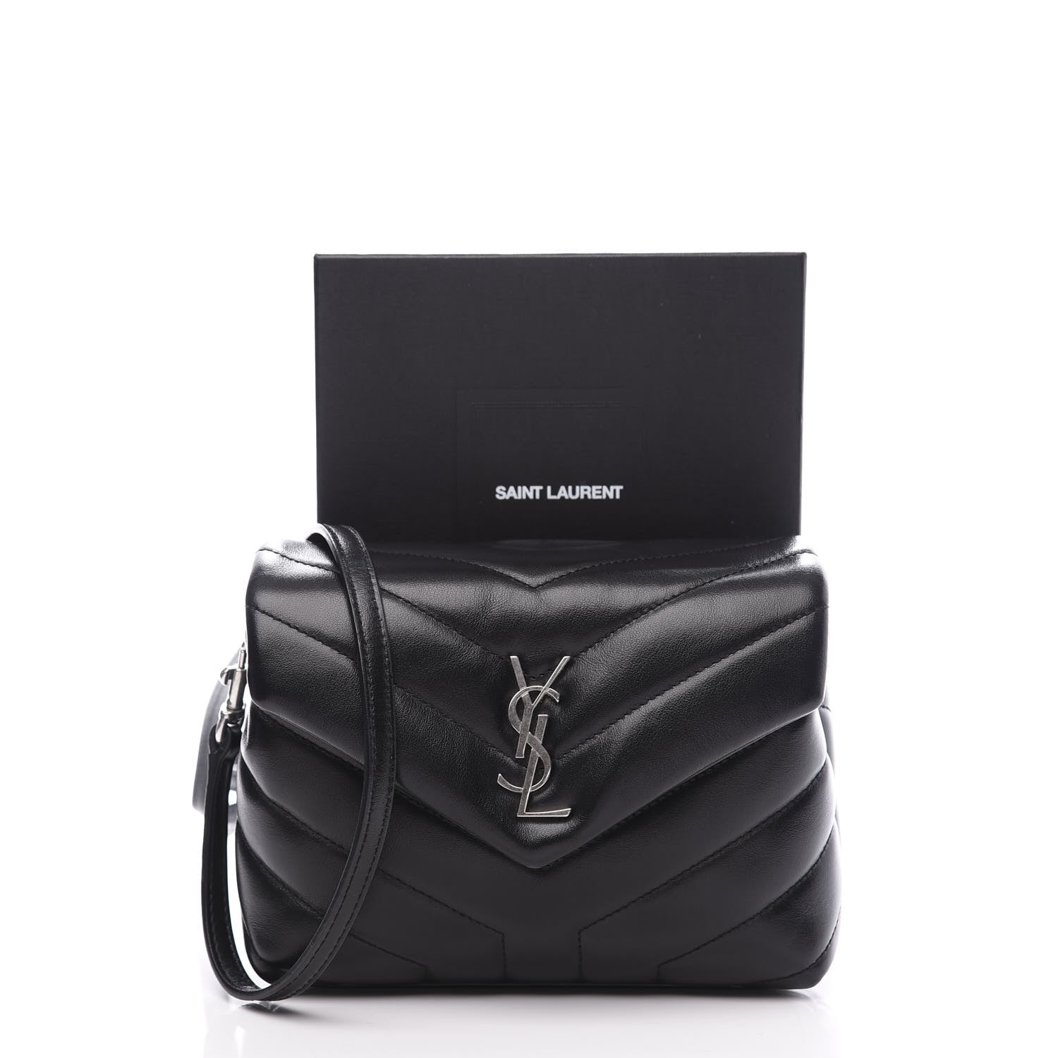 Saint Laurent Calfskin Y Quilted Monogram Toy Loulou Crossbody Bag Black 11 of 11