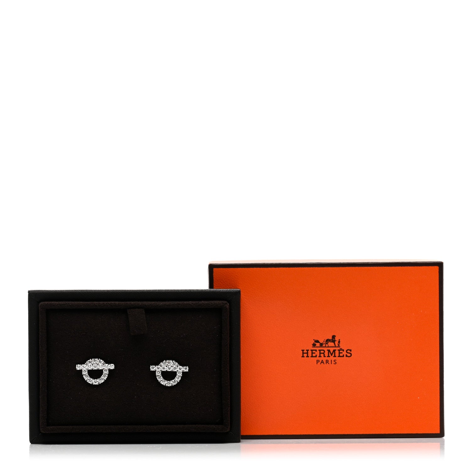 Hermes 18K White Gold Diamond Finesse Earrings 5 of 5