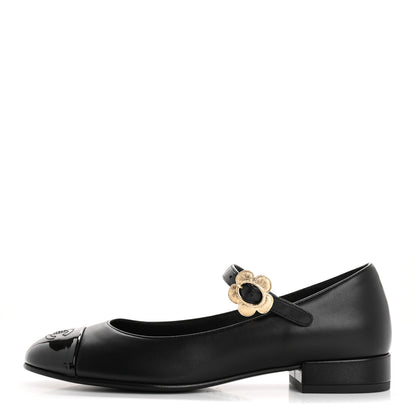 Chanel Lambskin Patent Cap Toe Mary Jane Flats 36 Black 1 of 10