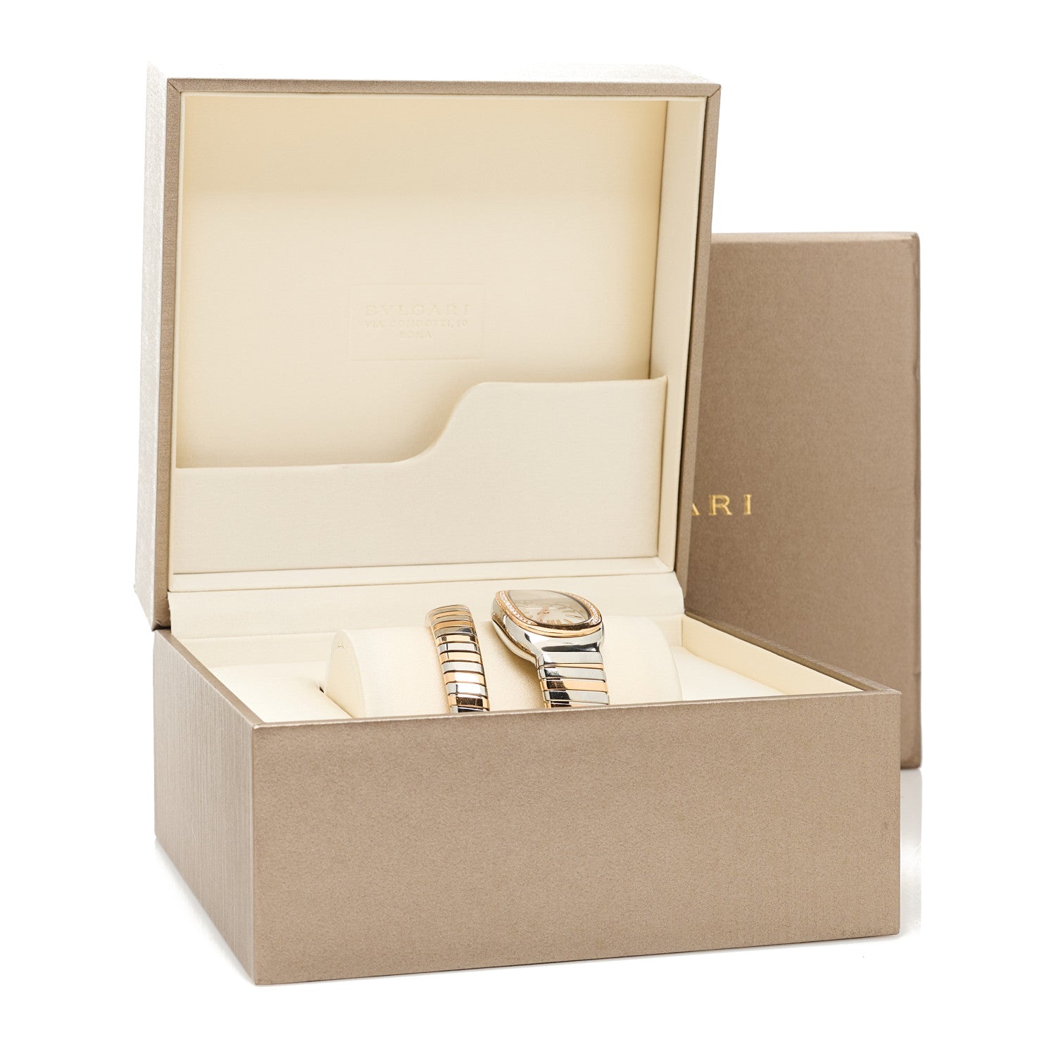 Bulgari Stainless Steel 18K Rose Gold Diamond Bezel 35mm Serpenti Tubogas Quartz Watch 4 of 4