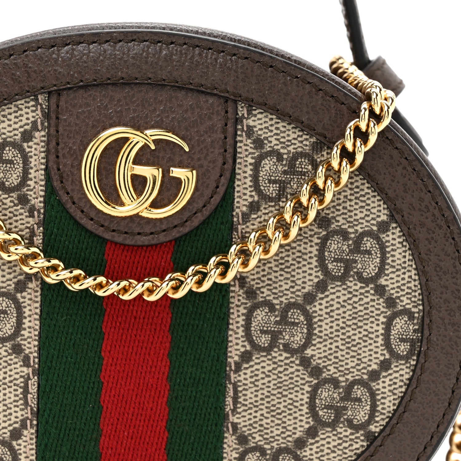 Gucci GG Supreme Monogram Top Handle Web Mini Ophidia Round Shoulder Bag Brown 8 of 11