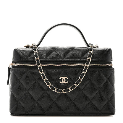 Chanel Caviar Quilted Top Handle Slim Vanity With Chain Black 1 of 10