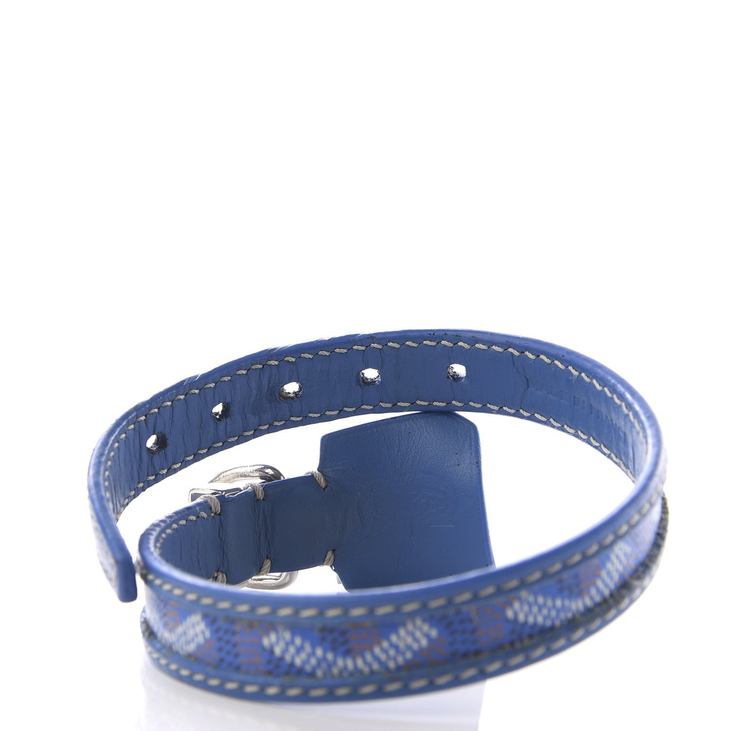 Goyardine Dog Collar Sky Blue