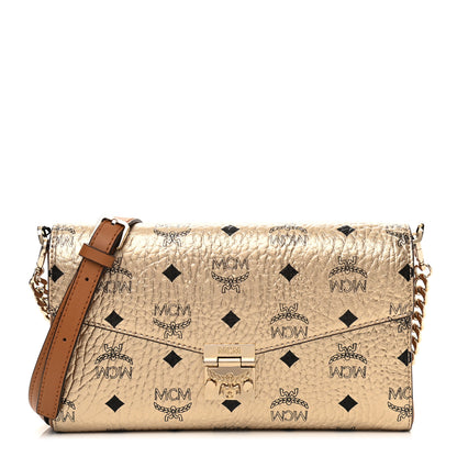 MCM Metallic Visetos Medium Millie Crossbody Bag Berlin Gold 1 of 9
