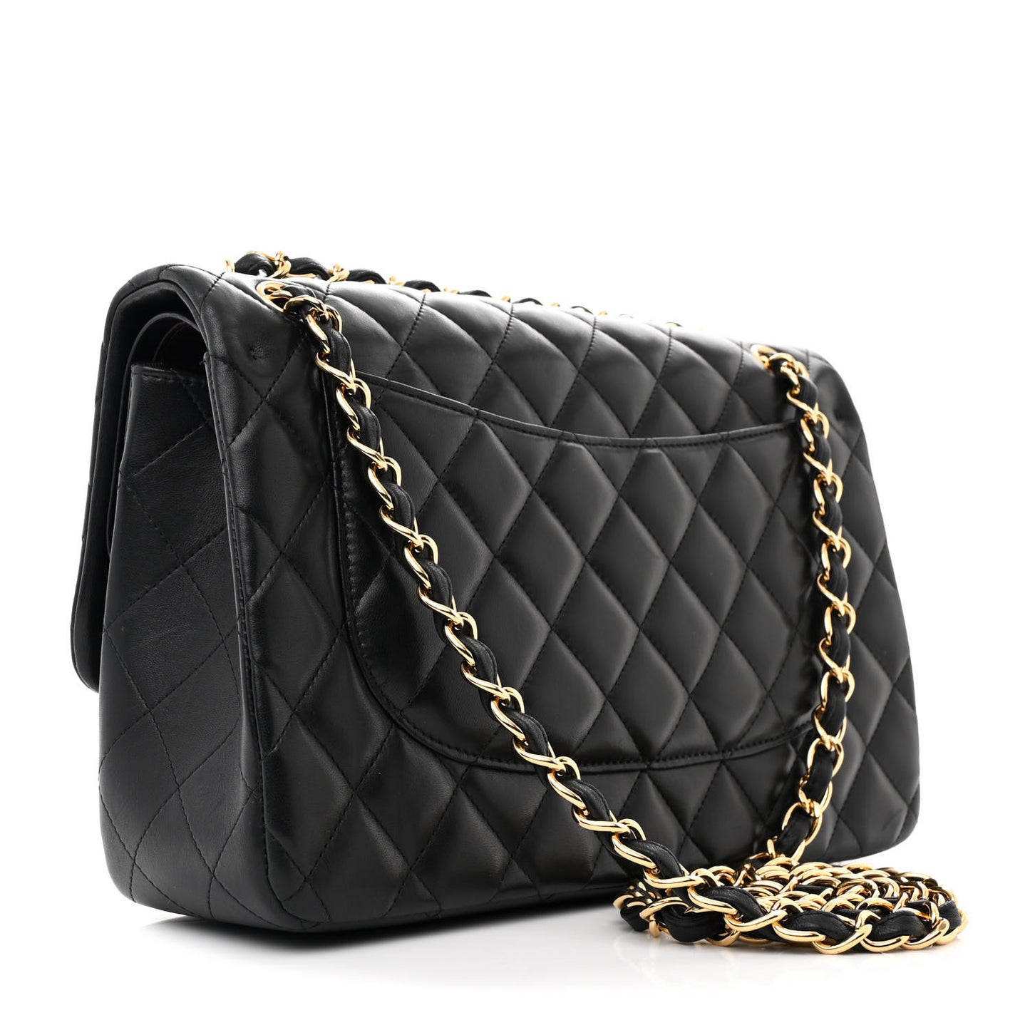 Lambskin Quilted Jumbo Double Flap Black