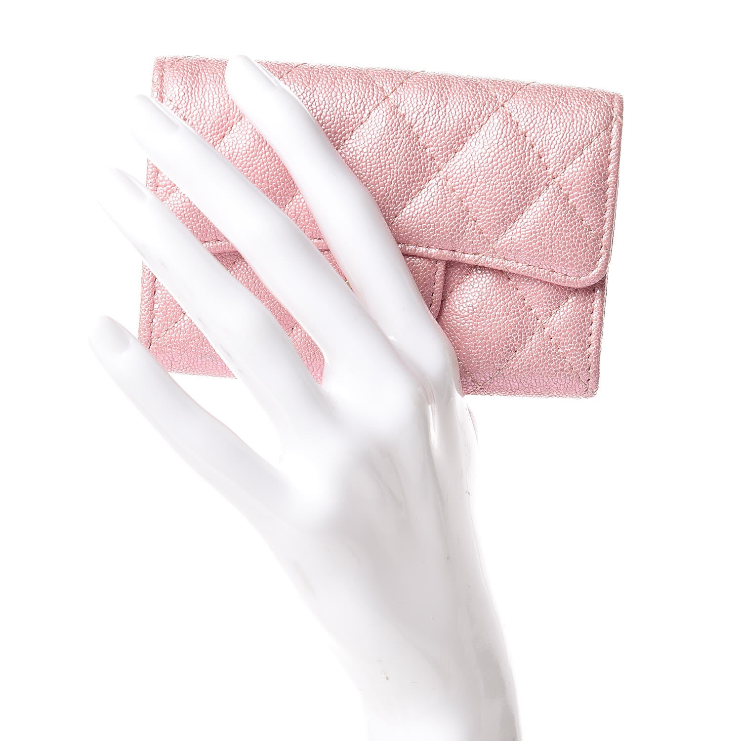 Chanel Iridescent Caviar Quilted Flap Card Holder Rose Pink 2 of 9