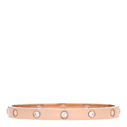 Cartier 18K Pink Gold 10 Diamond LOVE Bracelet 17 1 of 6