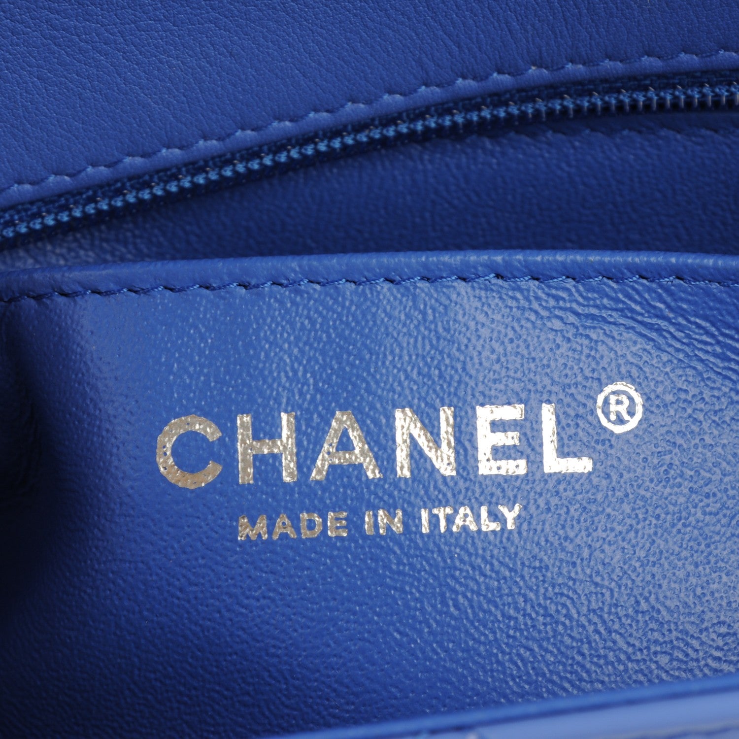 Chanel Patent Calfskin Quilted Mini Rectangular Flap Blue 7 of 7