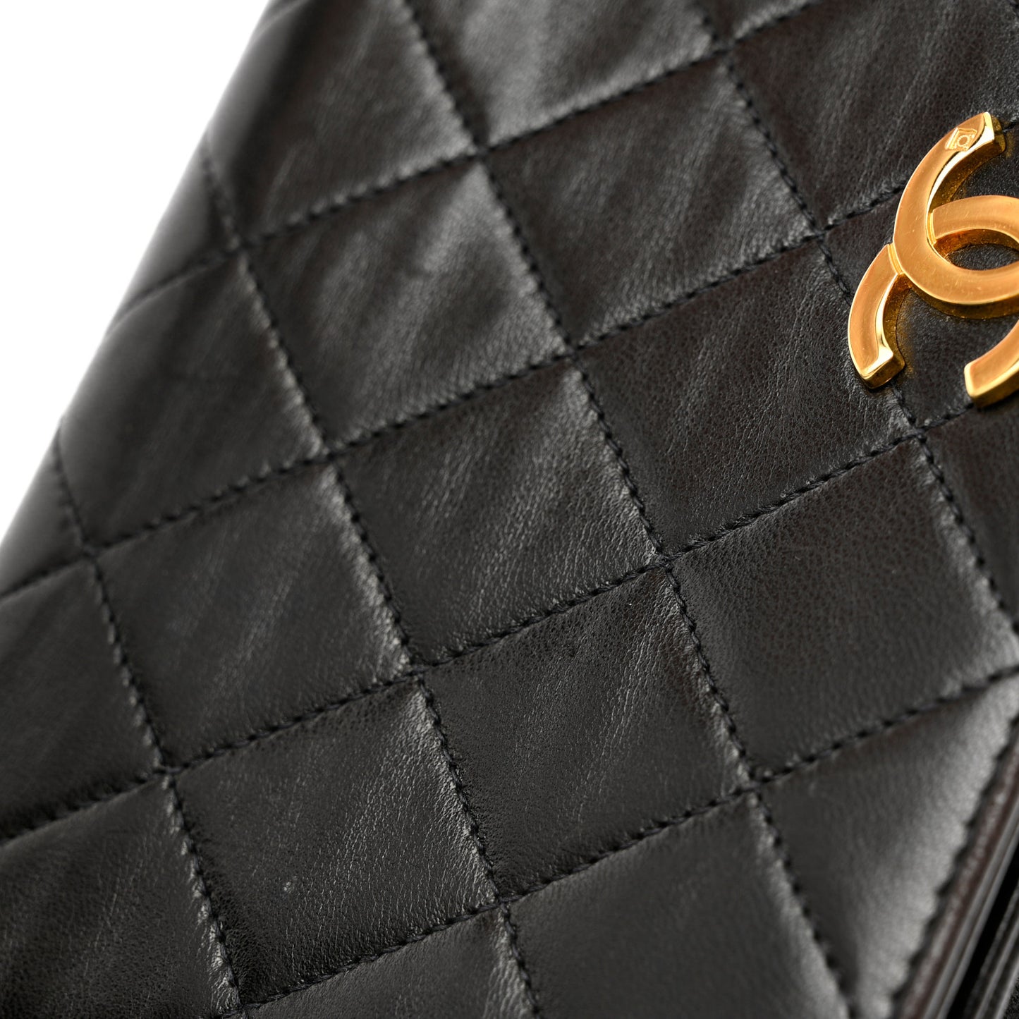 Lambskin Quilted Small Single Flap Black