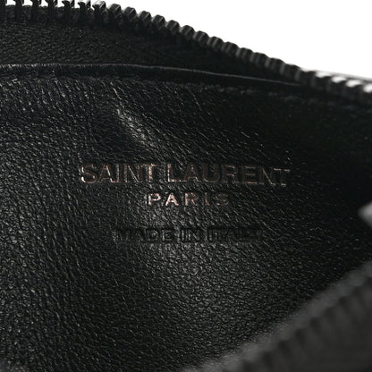 Saint Laurent Grain De Poudre Matelasse Chevron Monochrome Fragments Zippered Card Case Black 6 of 7