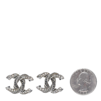 Chanel Crystal CC Earrings Silver 2 of 6