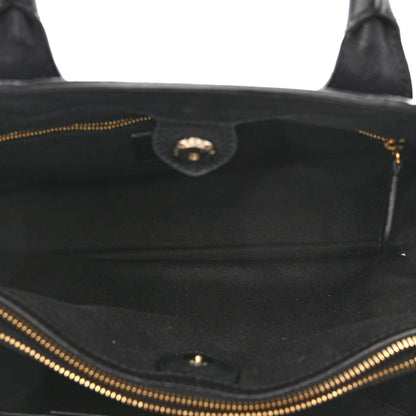 Burberry Grainy Calfskin House Check Medium Banner Tote Black 5 of 13