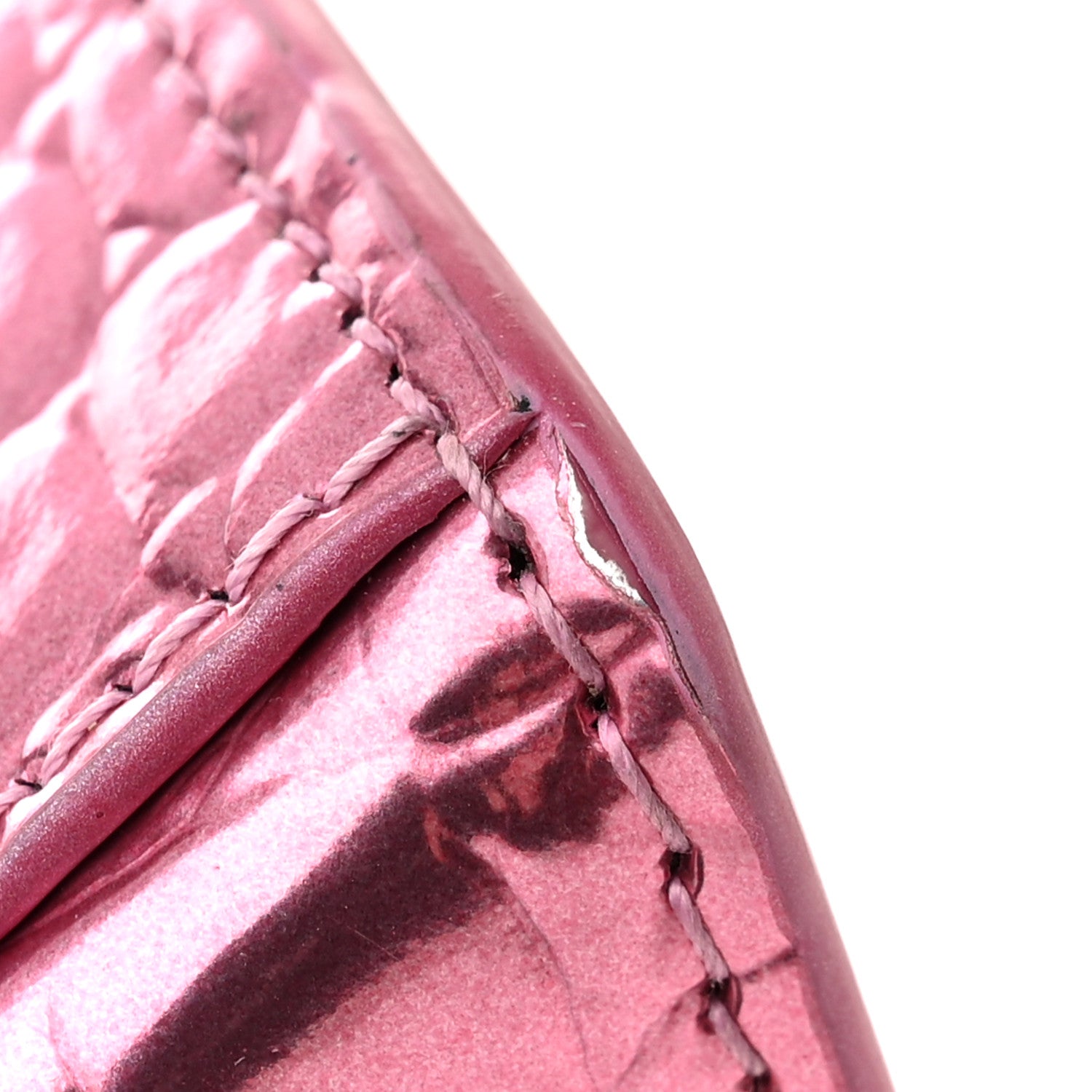 Balenciaga Metallic Shiny Calfskin Crocodile Embossed Hourglass Top Handle Bag XS Pink 15 of 16