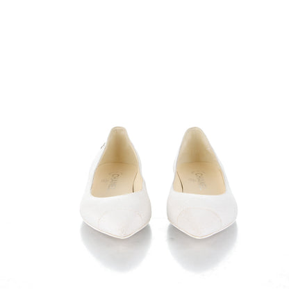 Chanel Crackled Calfskin CC Ballerina Flats 37.5 White 2 of 6