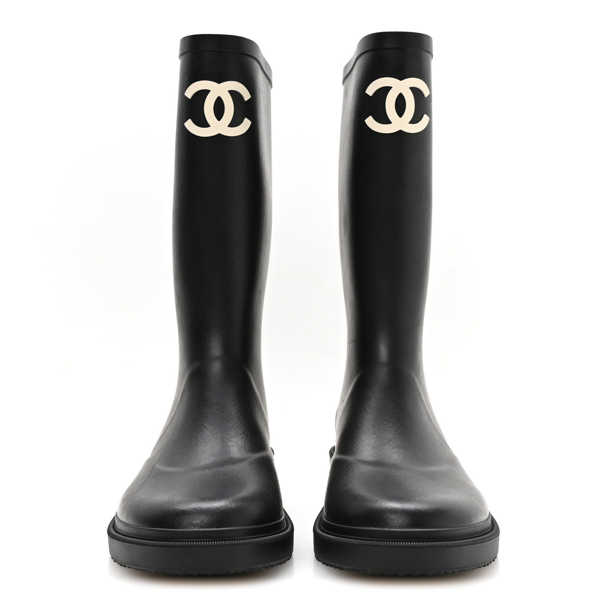 Chanel Caoutchouk CC High Boots 40 Black 3 of 9