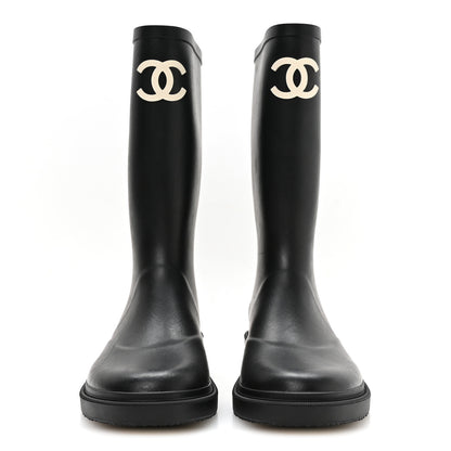 Chanel Caoutchouk CC High Boots 40 Black 3 of 9