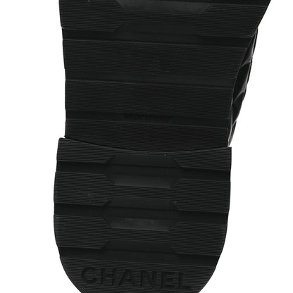 Chanel Shiny Calfskin Quilted Lace Up Combat Boots 38 Black 7 of 12