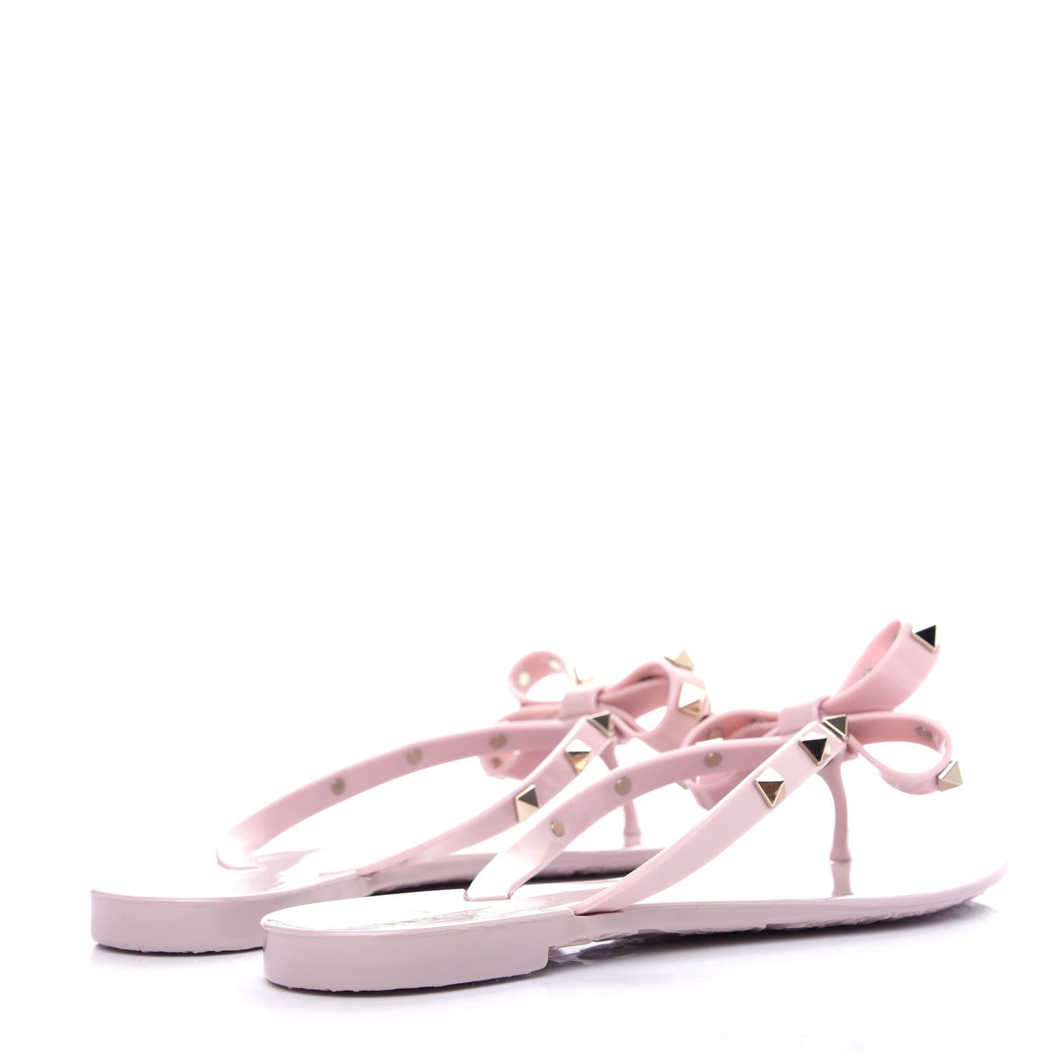 Valentino Garavani PVC Jelly Rockstud Bow Thong Sandals 36 Water Rose 4 of 10