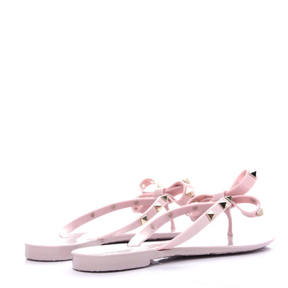 Valentino Garavani PVC Jelly Rockstud Bow Thong Sandals 36 Water Rose 4 of 10