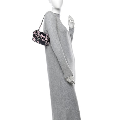 Chanel Printed Fabric Mini Rectangular Flap Black Pink 2 of 10