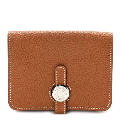 Hermes Togo Dogon Card Case Key Holder Gold 1 of 6
