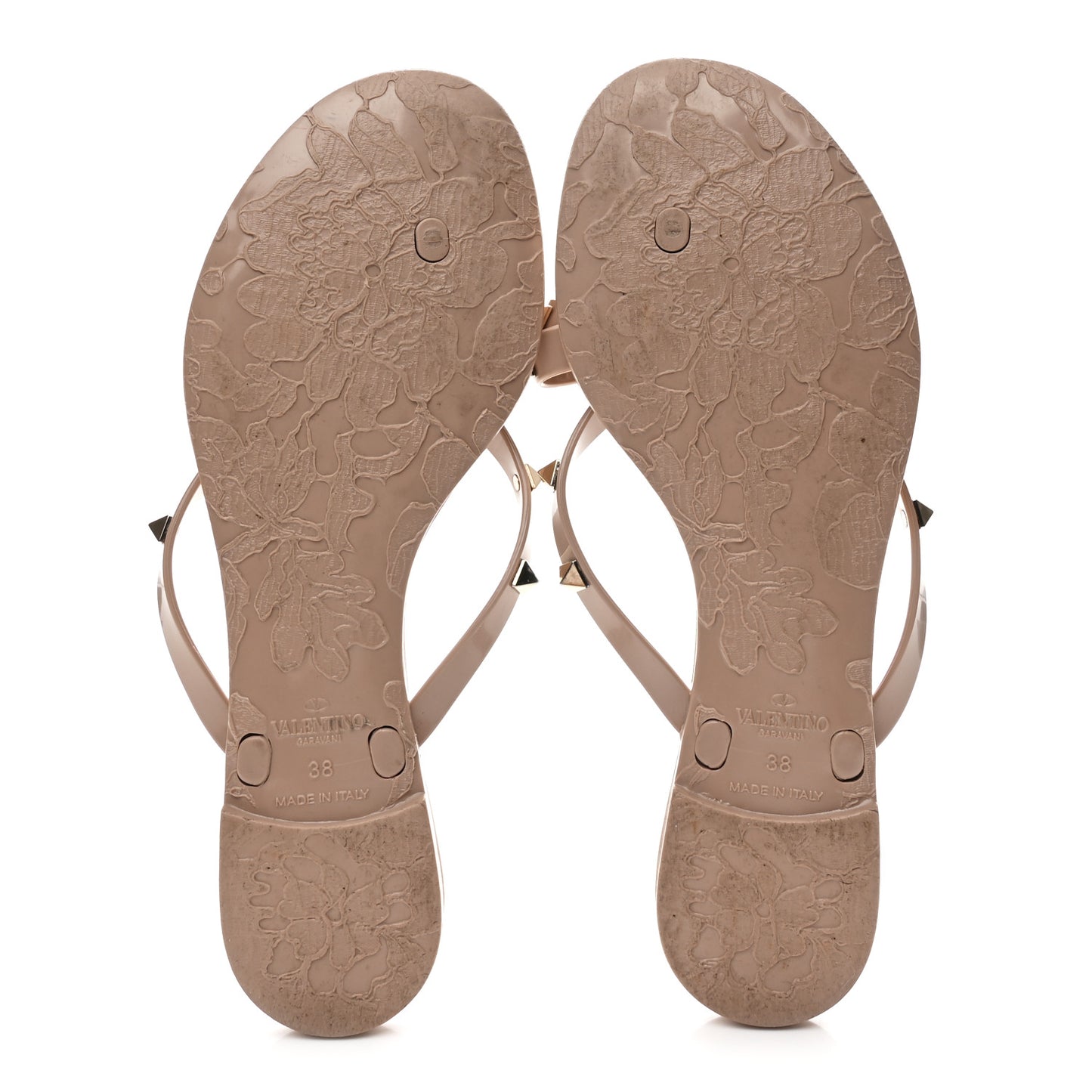 PVC Jelly Rockstud Bow Thong Sandals 38 Poudre