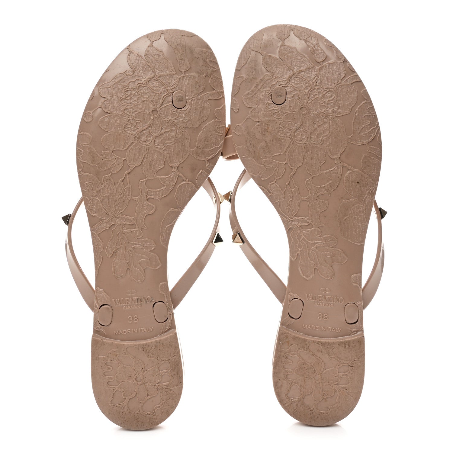 Valentino Garavani PVC Jelly Rockstud Bow Thong Sandals 38 Poudre 6 of 9