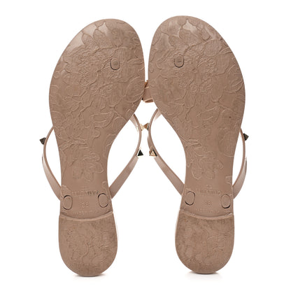 Valentino Garavani PVC Jelly Rockstud Bow Thong Sandals 38 Poudre 6 of 9