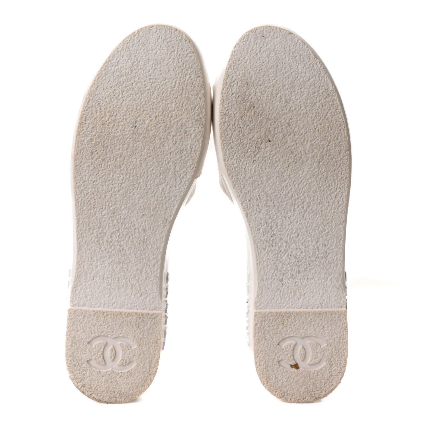 Chanel Lambskin Quilted CC Espadrille Slip On Sandals 39 White 6 of 9