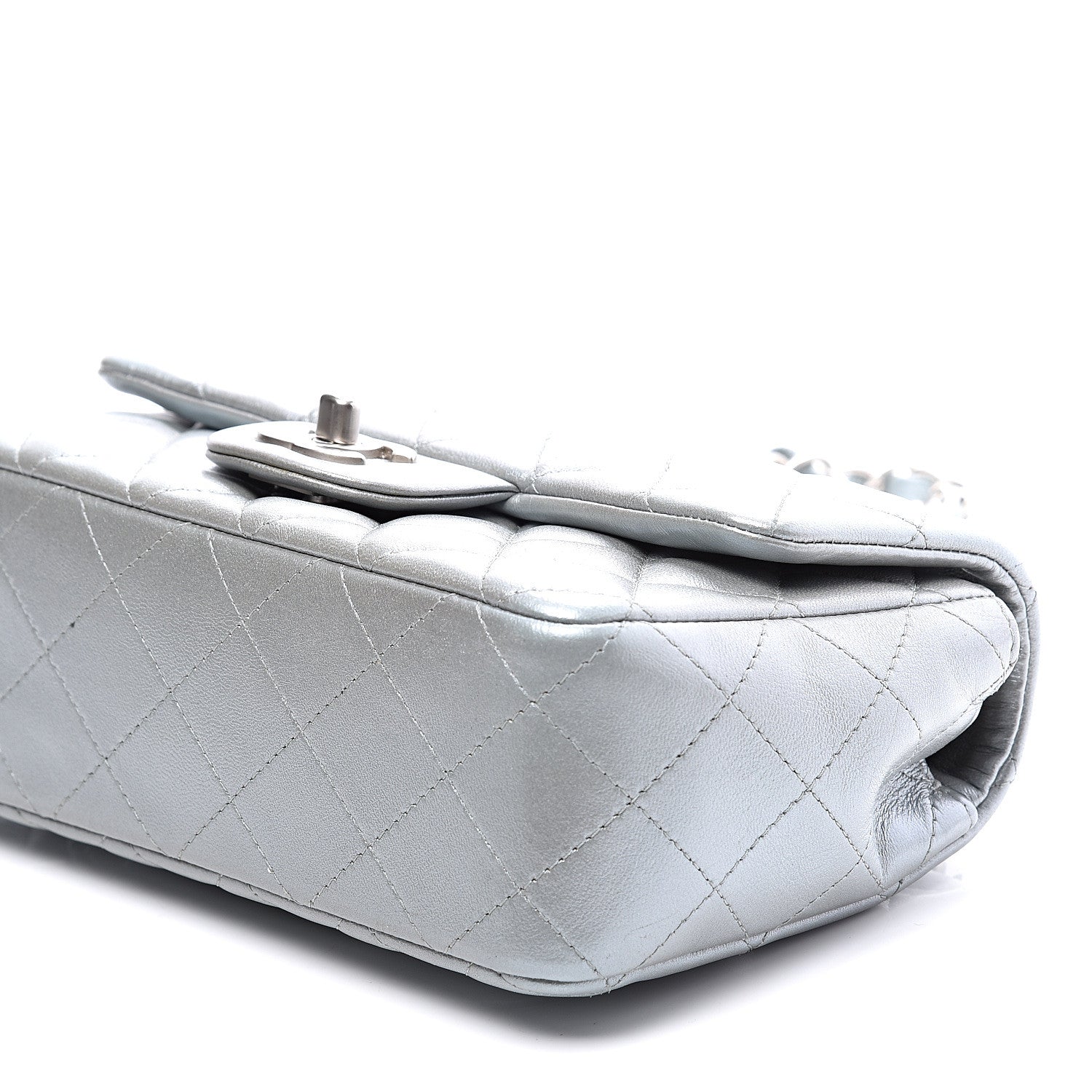 Chanel Metallic Lambskin Quilted Mini Rectangular Flap Silver 8 of 9