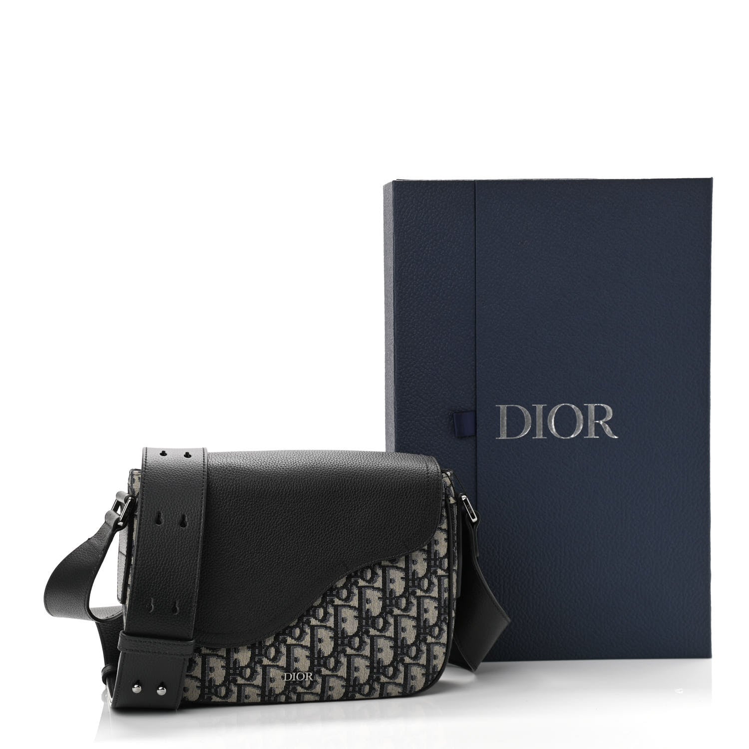 Christian Dior Grained Calfskin Oblique Mini Saddle Messenger Black 10 of 10