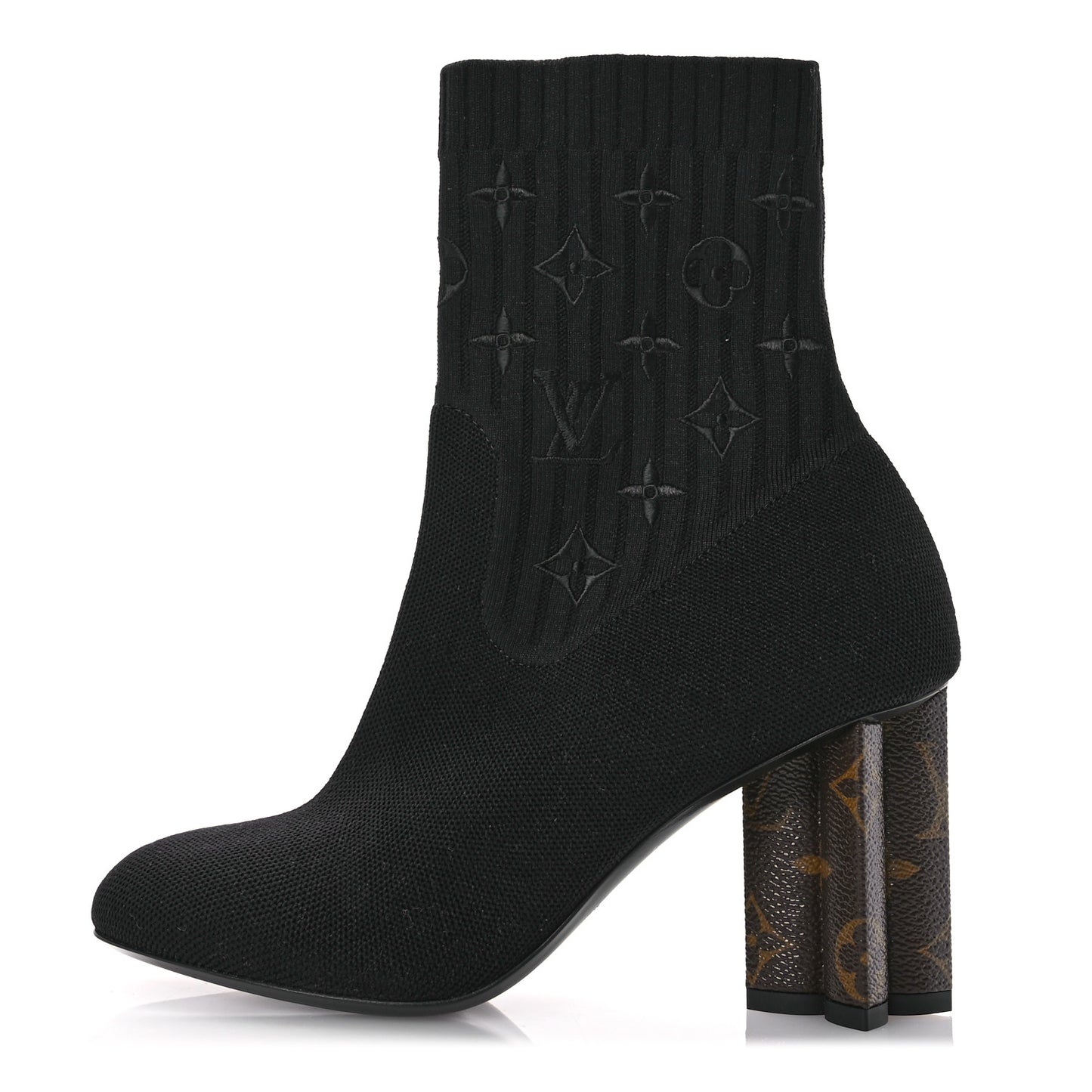 Monogram Stretch Fabric Silhouette Ankle Boots 37 Black