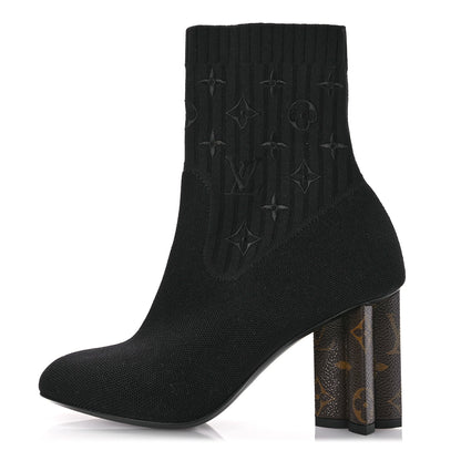 Louis Vuitton Monogram Stretch Fabric Silhouette Ankle Boots 37 Black 1 of 8
