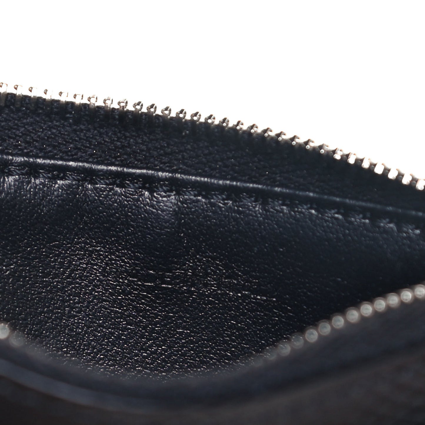 Grained Calfskin Zipped Card Holder Black