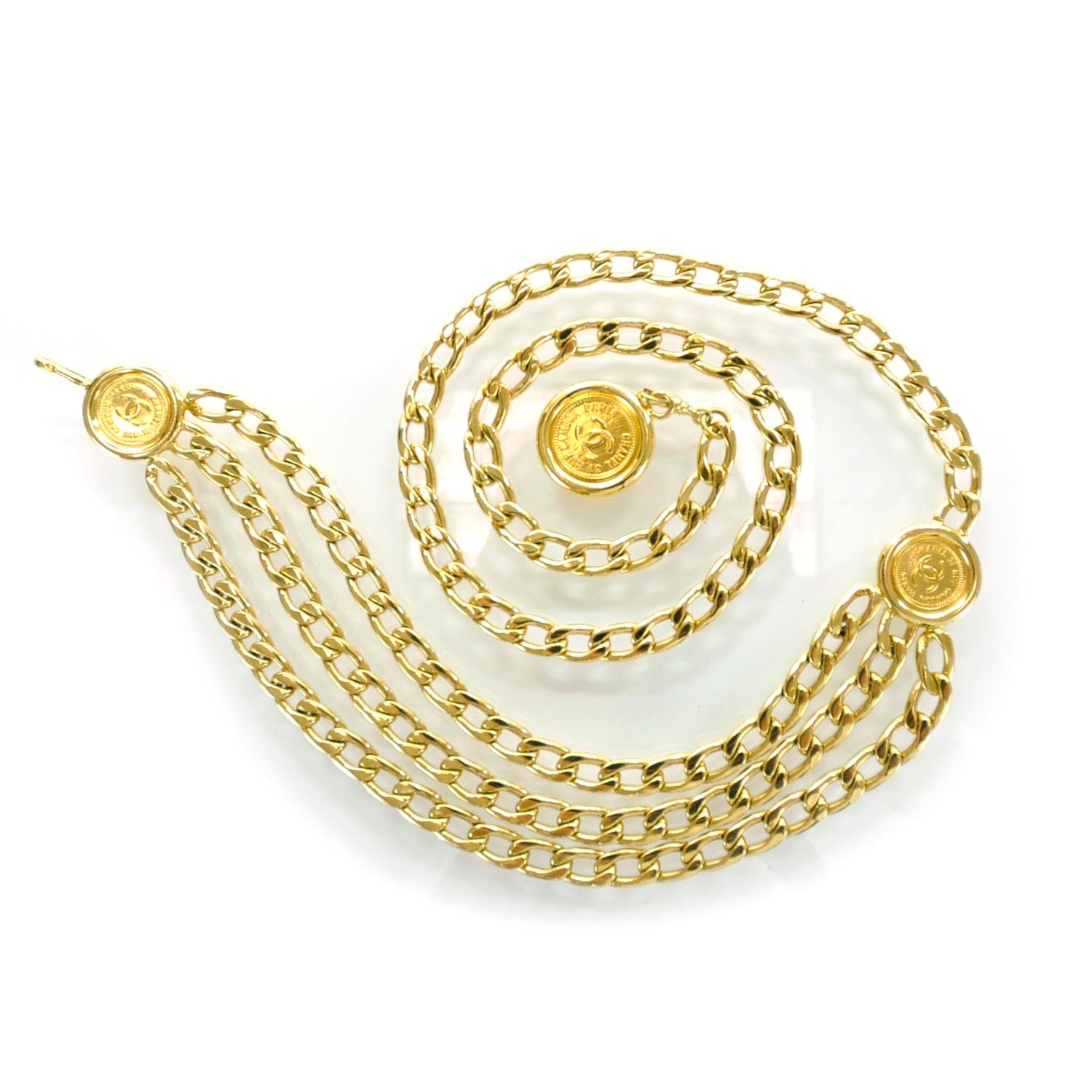 Chanel Metal Chain CC Medallion Belt Gold 1 of 4