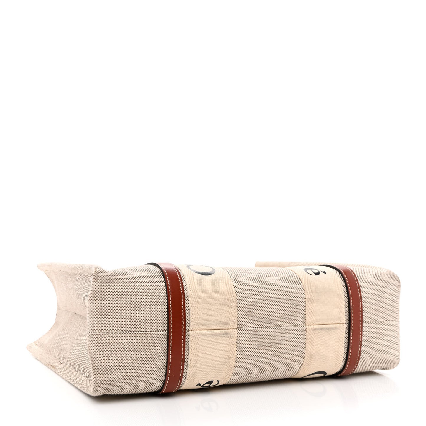 Cotton Calfskin Medium Woody Ribbon Tote White Brown