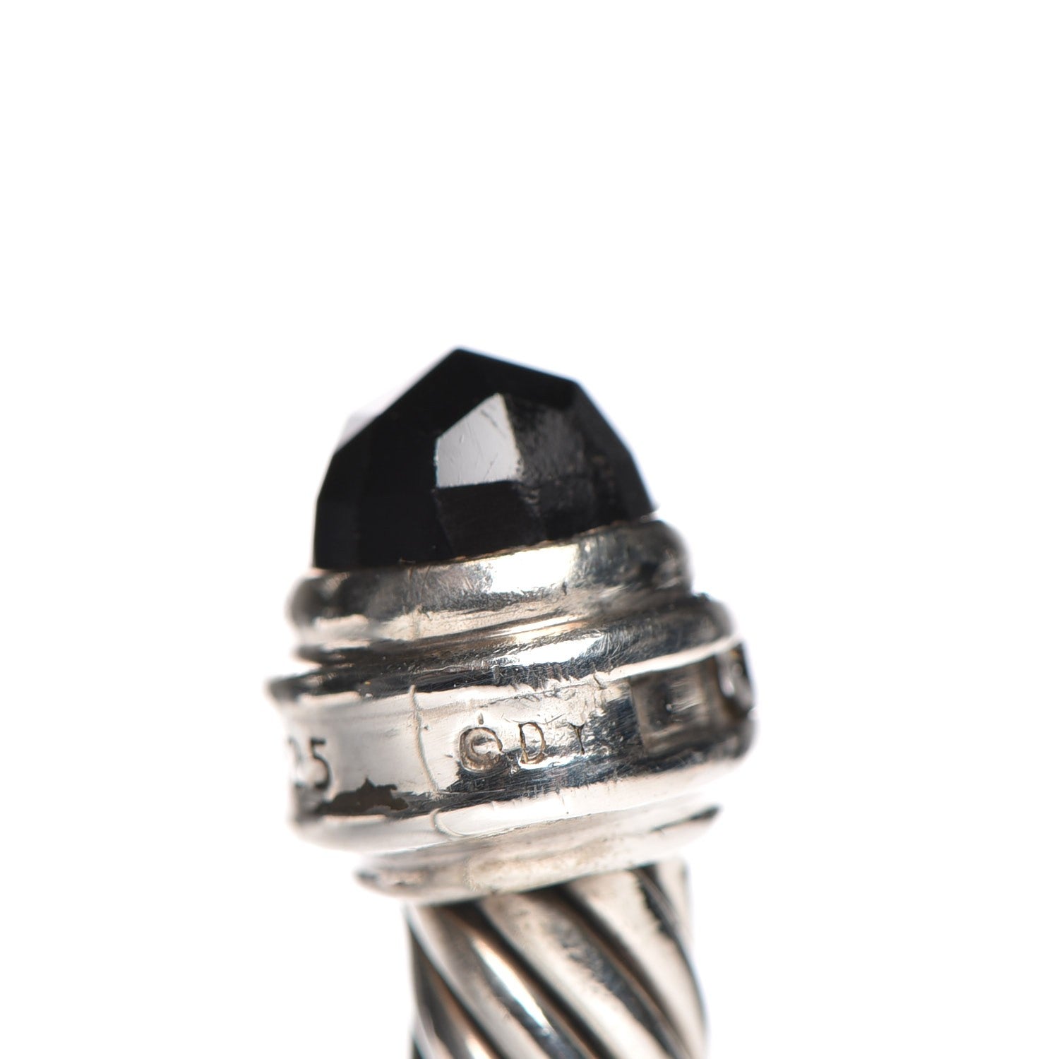 David Yurman Sterling Silver Diamond Black Onyx 5mm Cable Classics Princess Bracelet 6 of 6