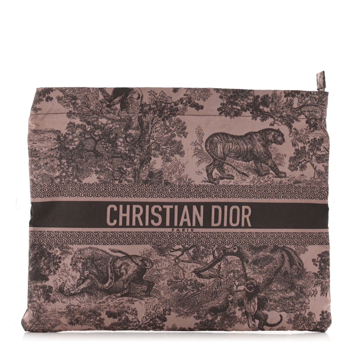 Embroidered Toile De Jouy Diortravel Zipped Pouch Rose Multicolor