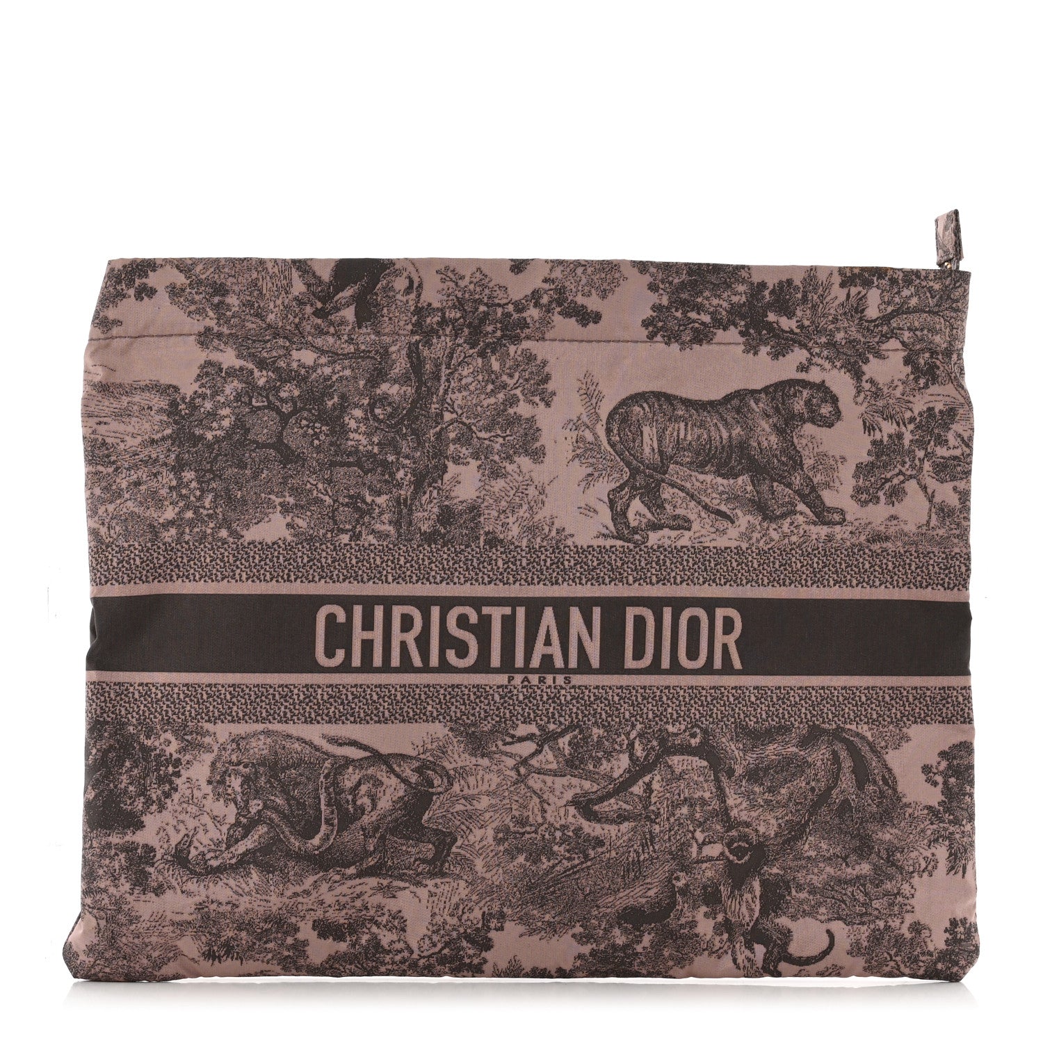 Christian Dior Embroidered Toile De Jouy Diortravel Zipped Pouch Rose Multicolor 1 of 5