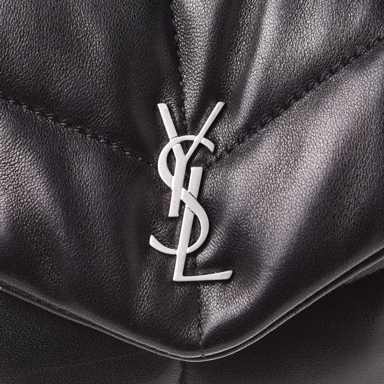 Saint Laurent Lambskin Monogram Loulou Puffer Pouch Clutch Black 8 of 12