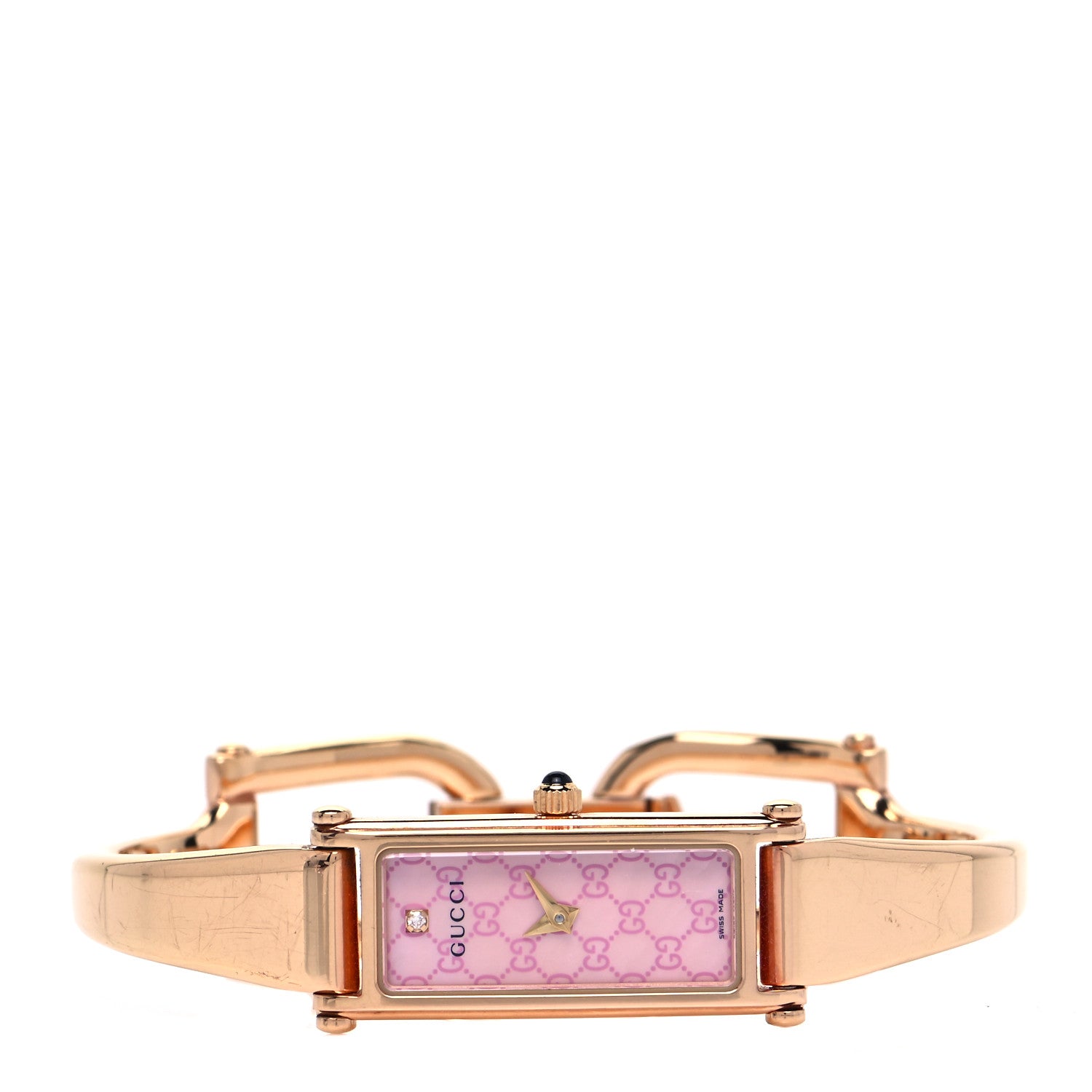 Gucci Stainless Steel Diamond Pink Mother of Pearl 12mm 1500L Horsebit Quartz Watch 2 of 5