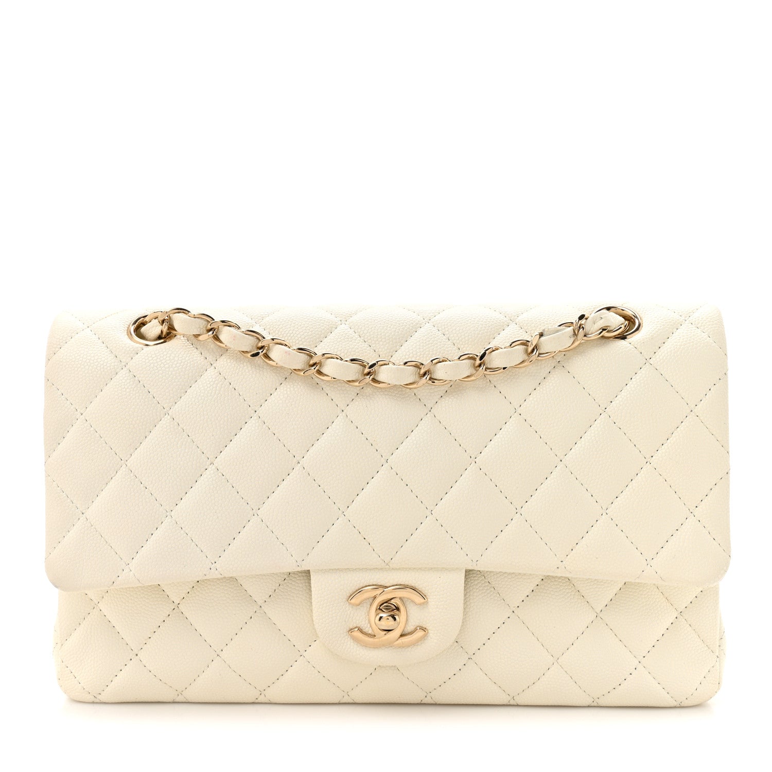 Chanel Caviar Quilted Medium Double Flap White 1 of 14